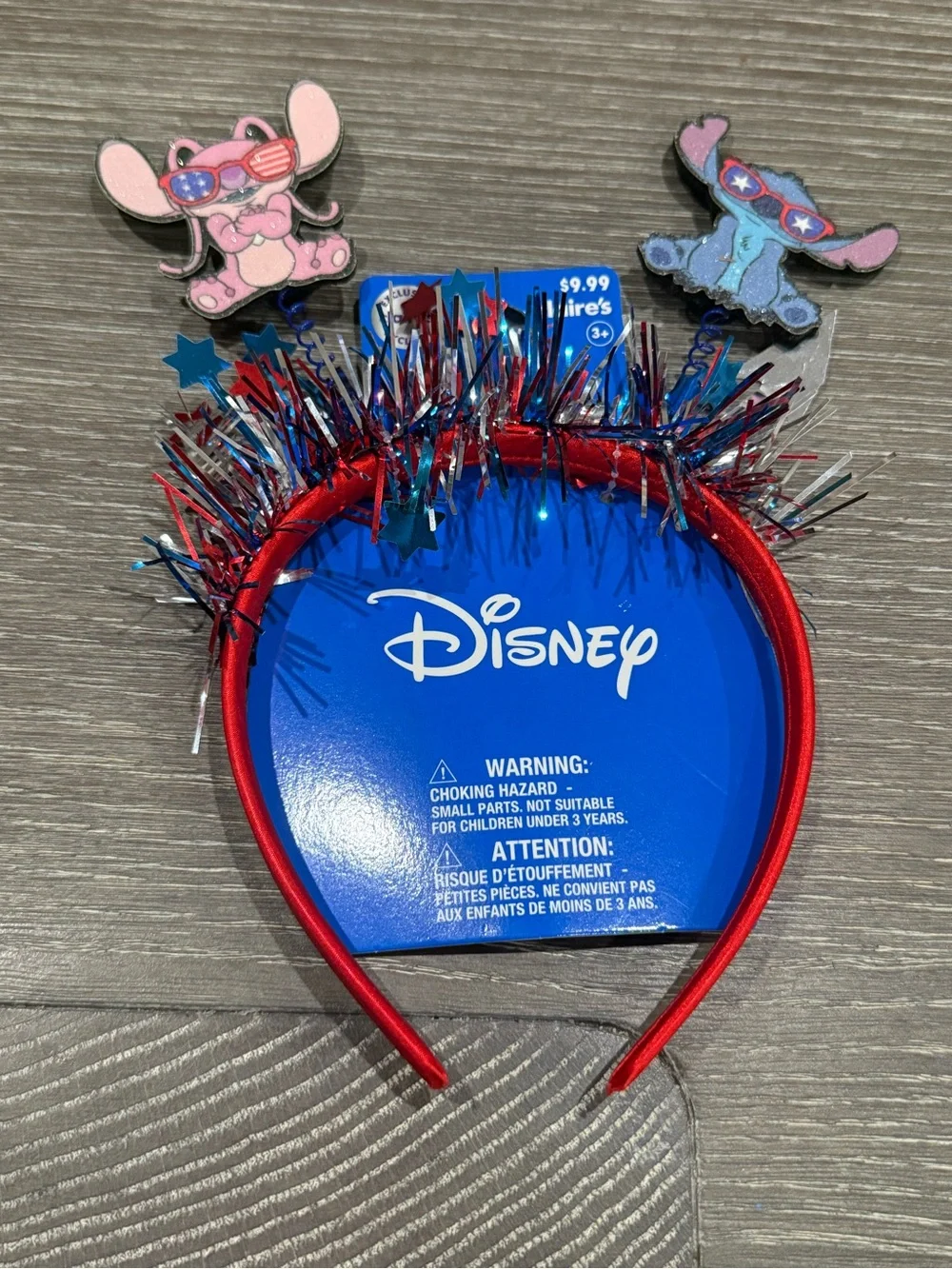 NWT Disney Kids Red Patriotic Stitch & Angel Headband